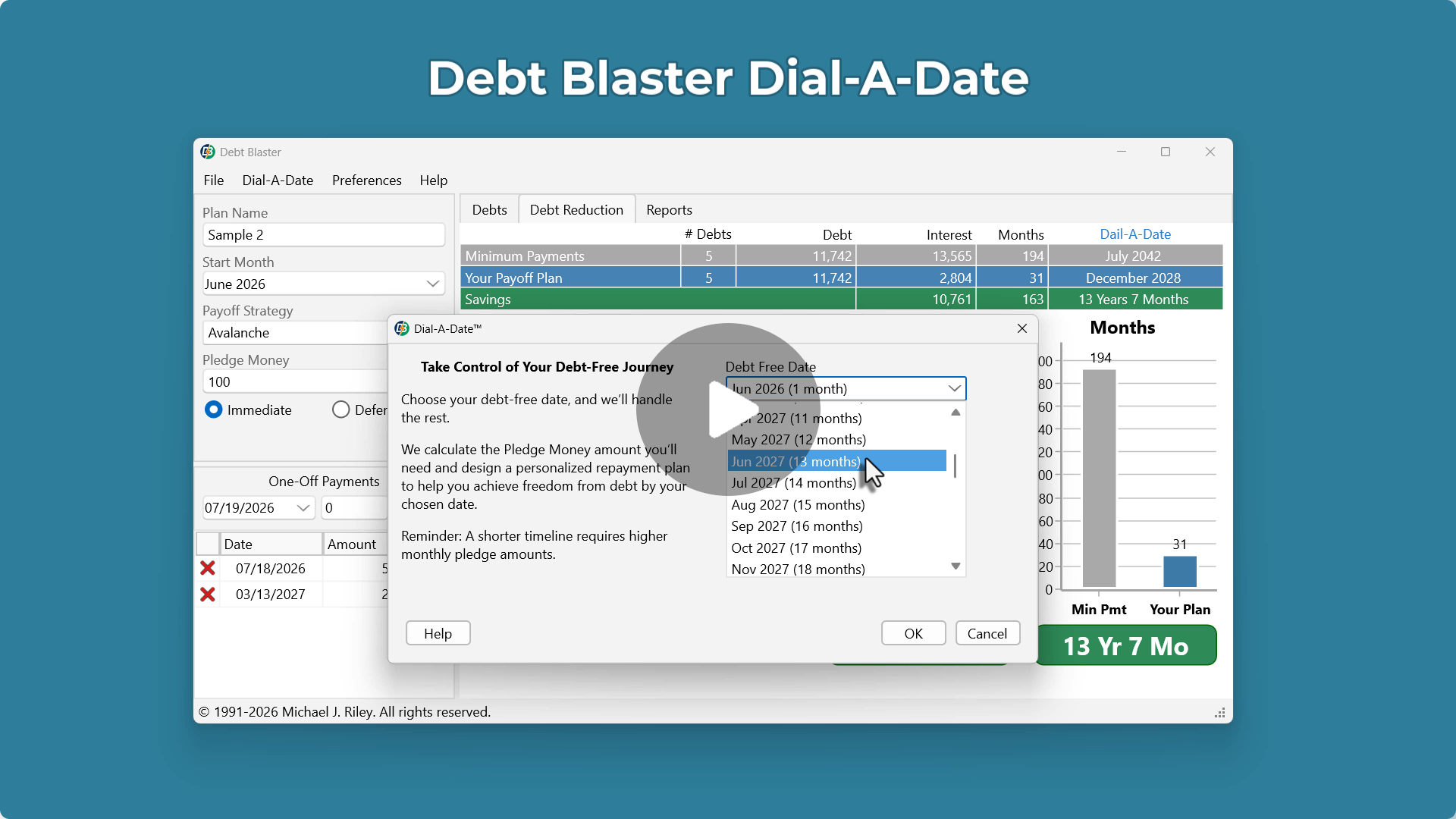 Watch a video demonstration of Debt Blaster Dial-A-Date
