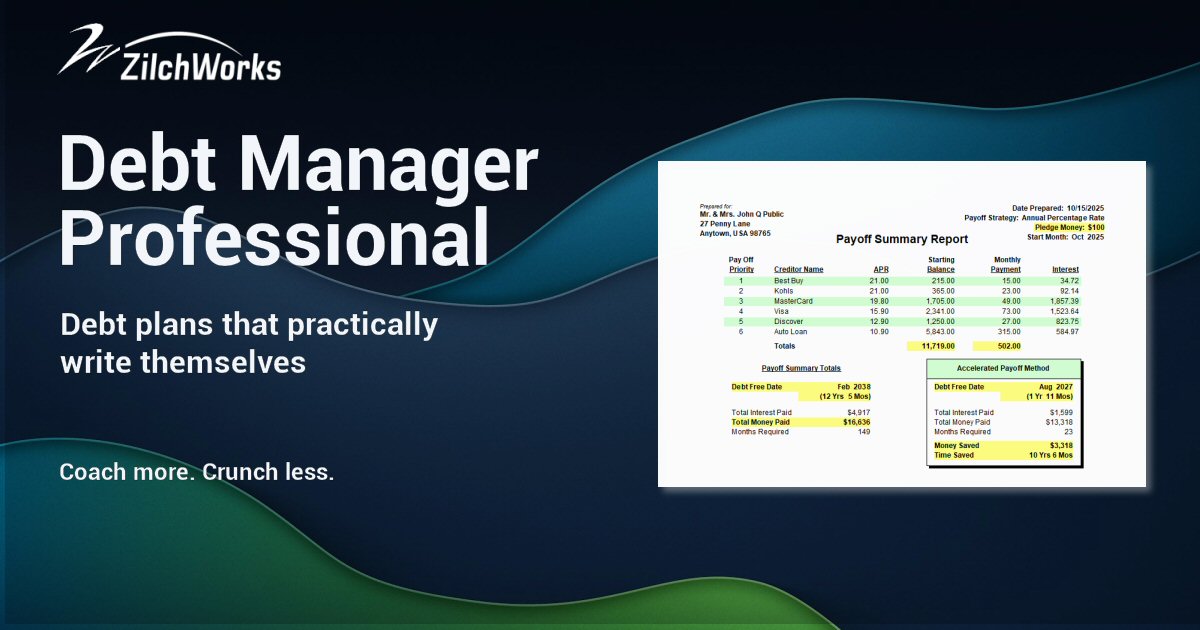 Debt Manager Professional | Client Debt Payoff Software