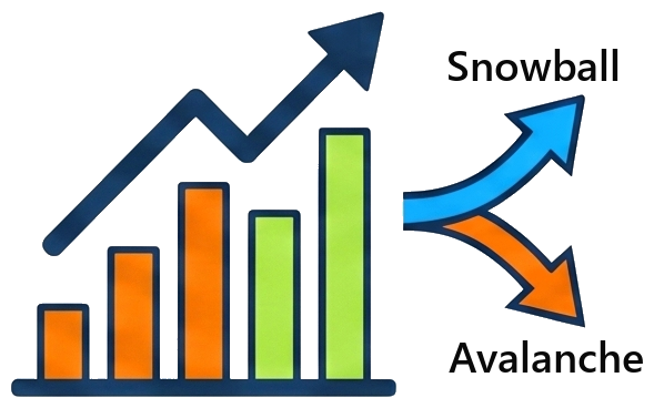 Compare Snowball, Avalanche, and Custom debt payoff strategies